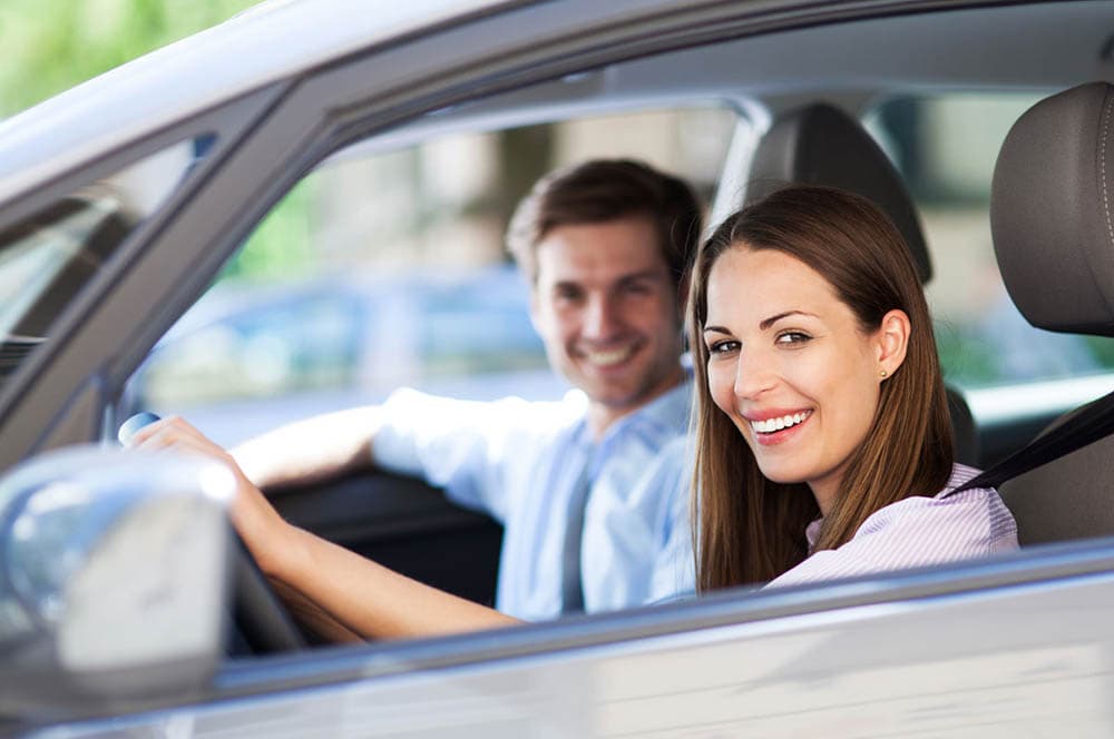 smiling in the car image